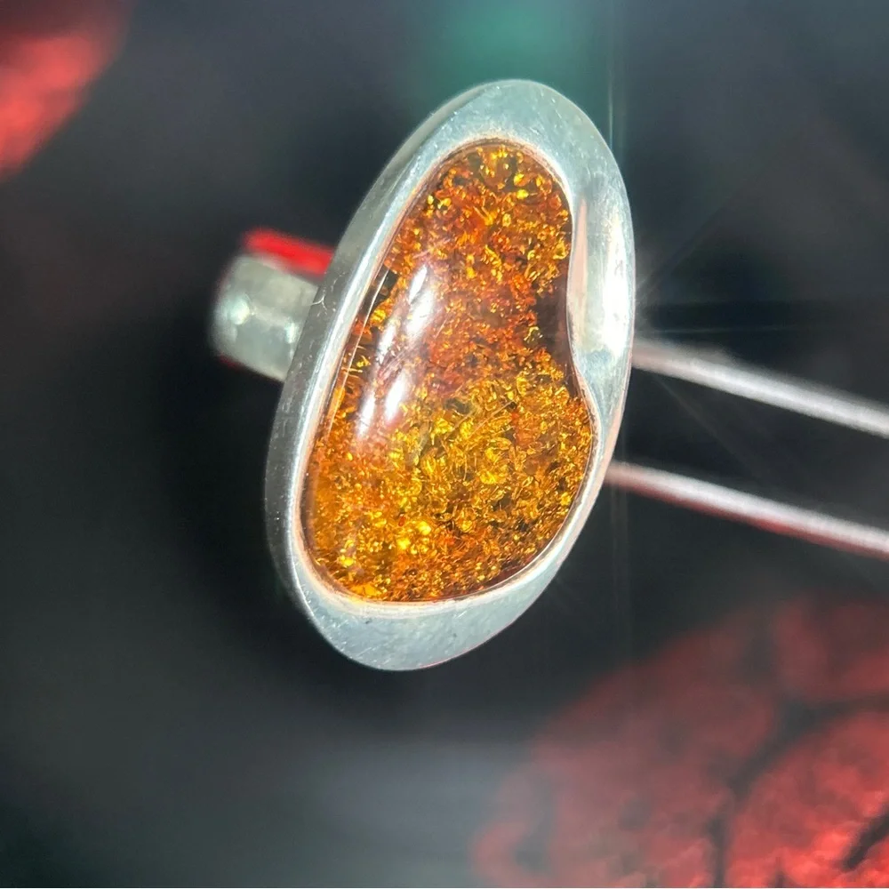 Elegant Silver 925 and Amber‎ Ring